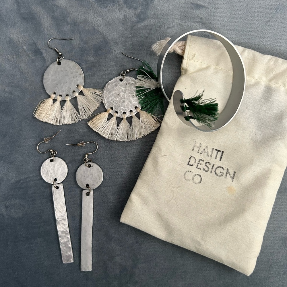 Recycled Aluminum Earrings and Bracelet - Haiti Design Co